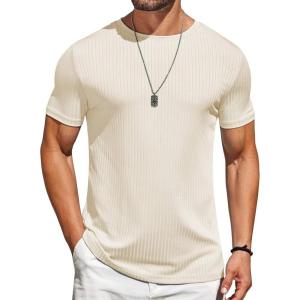 imageCOOFANDY Mens TShirts Short Sleeve Plain Tshirts Casual Crew Neck Basic T Shirt Soft Cooling Fitted Stretch Tee ShirtsBeige