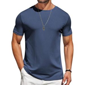imageCOOFANDY Mens TShirts Short Sleeve Plain Tshirts Casual Crew Neck Basic T Shirt Soft Cooling Fitted Stretch Tee ShirtsNavy Blue
