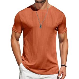 imageCOOFANDY Mens TShirts Short Sleeve Plain Tshirts Casual Crew Neck Basic T Shirt Soft Cooling Fitted Stretch Tee ShirtsOrange