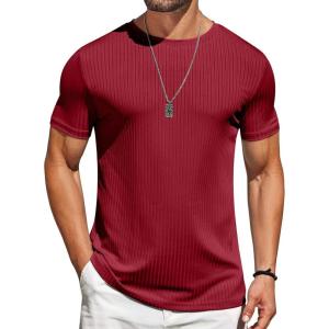imageCOOFANDY Mens TShirts Short Sleeve Plain Tshirts Casual Crew Neck Basic T Shirt Soft Cooling Fitted Stretch Tee ShirtsWine Red