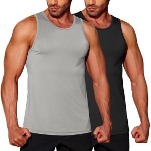 imageCOOFANDY Mens Tank Top UPF 50 Quick Dry Sleeveless Shirts Summer Workout Muscle T Shirt Cool Swim Beach TopBlackLight Grey
