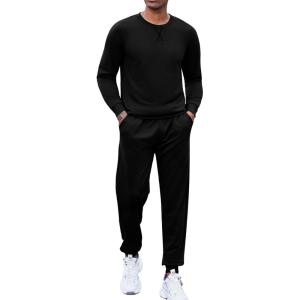 imageCOOFANDY Mens Tracksuit 2 Piece Long Sleeve Pullover Jogging Track Suit Athletic Casual Sweatsuit1black