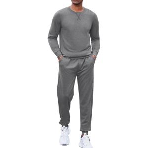 imageCOOFANDY Mens Tracksuit 2 Piece Long Sleeve Pullover Jogging Track Suit Athletic Casual SweatsuitGray