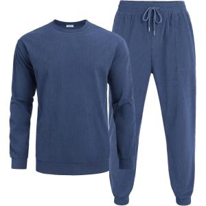 imageCOOFANDY Mens Tracksuit 2 Piece Sweatsuit Set Long Sleeve Pullover Athletic Suit For Sports Casual Fitness JoggingNavy