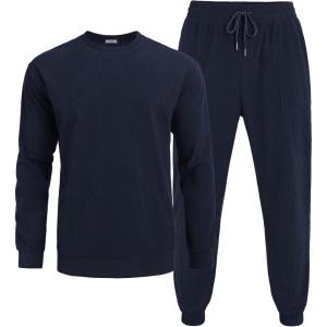 imageCOOFANDY Mens Tracksuit 2 Piece Sweatsuit Set Long Sleeve Pullover Athletic Suit For Sports Casual Fitness JoggingNavy Blue