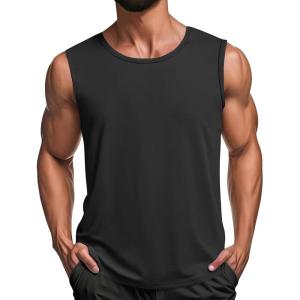 imageCOOFANDY Mens Workout Tank Tops 12 Pack Dry Fit Sleeveless Muscle Gym Shirts Stretch Bodybuilding TeeBlack