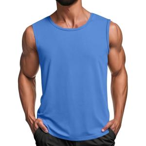 imageCOOFANDY Mens Workout Tank Tops 12 Pack Dry Fit Sleeveless Muscle Gym Shirts Stretch Bodybuilding TeeBlue