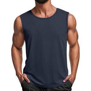 imageCOOFANDY Mens Workout Tank Tops 12 Pack Dry Fit Sleeveless Muscle Gym Shirts Stretch Bodybuilding TeeNavy