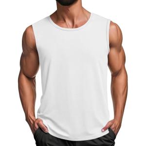 imageCOOFANDY Mens Workout Tank Tops 12 Pack Dry Fit Sleeveless Muscle Gym Shirts Stretch Bodybuilding TeeWhite