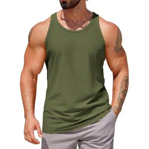 imageCOOFANDY Mens Workout Tank Tops 2 Pack Y Back Sleeveless Shirts Gym Muscle T Shirt Bodybuidling Athletic Stringer TeeArmy Green