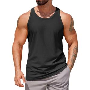 imageCOOFANDY Mens Workout Tank Tops 2 Pack Y Back Sleeveless Shirts Gym Muscle T Shirt Bodybuidling Athletic Stringer TeeBlack
