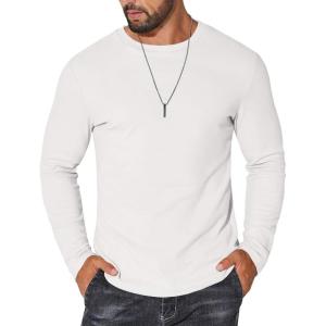 imageCOOFANDY Thermal Shirts for Men Long Sleeve T Shirt Casual Basic Shirts Stretch Crew Neck UndershirtsWhite