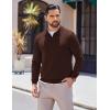 imageCOOFANDY Long Sleeve Polo Shirts for Men Knit Polo Sweater Lightweight Ribbed Pullover SweaterBrown
