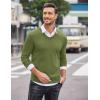 imageCOOFANDY Men Casual V Neck Sweater Ribbed Knit Slim Fit Long Sleeve Pullover TopArmy Green