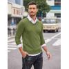 imageCOOFANDY Men Casual V Neck Sweater Ribbed Knit Slim Fit Long Sleeve Pullover TopArmy Green