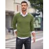 imageCOOFANDY Men Casual V Neck Sweater Ribbed Knit Slim Fit Long Sleeve Pullover TopArmy Green