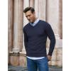 imageCOOFANDY Men Casual V Neck Sweater Ribbed Knit Slim Fit Long Sleeve Pullover TopBlue