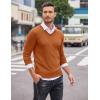 imageCOOFANDY Men Casual V Neck Sweater Ribbed Knit Slim Fit Long Sleeve Pullover TopBrown