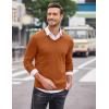 imageCOOFANDY Men Casual V Neck Sweater Ribbed Knit Slim Fit Long Sleeve Pullover TopBrown