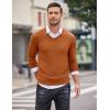 imageCOOFANDY Men Casual V Neck Sweater Ribbed Knit Slim Fit Long Sleeve Pullover TopBrown