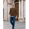 imageCOOFANDY Men Casual V Neck Sweater Ribbed Knit Slim Fit Long Sleeve Pullover TopDark Brown