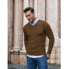 imageCOOFANDY Men Casual V Neck Sweater Ribbed Knit Slim Fit Long Sleeve Pullover TopDark Brown
