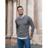 imageCOOFANDY Men Casual V Neck Sweater Ribbed Knit Slim Fit Long Sleeve Pullover TopGrey