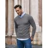 imageCOOFANDY Men Casual V Neck Sweater Ribbed Knit Slim Fit Long Sleeve Pullover TopGrey