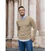 imageCOOFANDY Men Casual V Neck Sweater Ribbed Knit Slim Fit Long Sleeve Pullover TopKhaki