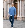 imageCOOFANDY Men Casual V Neck Sweater Ribbed Knit Slim Fit Long Sleeve Pullover TopLight Blue