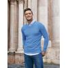 imageCOOFANDY Men Casual V Neck Sweater Ribbed Knit Slim Fit Long Sleeve Pullover TopLight Blue