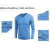 imageCOOFANDY Men Casual V Neck Sweater Ribbed Knit Slim Fit Long Sleeve Pullover TopLight Blue