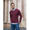 imageCOOFANDY Men Casual V Neck Sweater Ribbed Knit Slim Fit Long Sleeve Pullover TopPurple