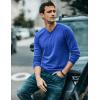 imageCOOFANDY Men Casual V Neck Sweater Ribbed Knit Slim Fit Long Sleeve Pullover TopRoyal Blue