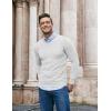 imageCOOFANDY Men Casual V Neck Sweater Ribbed Knit Slim Fit Long Sleeve Pullover TopWhite