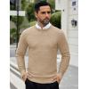 imageCOOFANDY Men Dress Crewneck Sweater Pullover Knit Long Sleeve Casual Slim Fit SweaterCamel