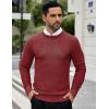 imageCOOFANDY Men Dress Crewneck Sweater Pullover Knit Long Sleeve Casual Slim Fit SweaterDark Red