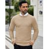 imageCOOFANDY Men Dress Crewneck Sweater Pullover Knit Long Sleeve Casual Slim Fit SweaterKhaki