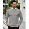 imageCOOFANDY Men Dress Crewneck Sweater Pullover Knit Long Sleeve Casual Slim Fit SweaterLight Gray