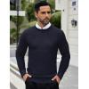 imageCOOFANDY Men Dress Crewneck Sweater Pullover Knit Long Sleeve Casual Slim Fit SweaterNavy Blue