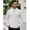 imageCOOFANDY Men Dress Crewneck Sweater Pullover Knit Long Sleeve Casual Slim Fit SweaterWhite