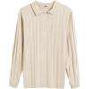 imageCOOFANDY Men Knit Long Sleeve Polo Shirts Casual Dress Collared Sweater Pullover Button Down Golf Polo ShirtsBeige