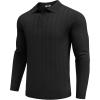 imageCOOFANDY Men Knit Long Sleeve Polo Shirts Casual Dress Collared Sweater Pullover Button Down Golf Polo ShirtsBlack