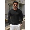imageCOOFANDY Men Knit Long Sleeve Polo Shirts Casual Dress Collared Sweater Pullover Button Down Golf Polo ShirtsBlack