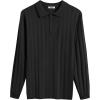 imageCOOFANDY Men Knit Long Sleeve Polo Shirts Casual Dress Collared Sweater Pullover Button Down Golf Polo ShirtsBlack