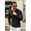 imageCOOFANDY Men Knit Long Sleeve Polo Shirts Casual Dress Collared Sweater Pullover Button Down Golf Polo ShirtsBlack