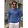imageCOOFANDY Men Knit Long Sleeve Polo Shirts Casual Dress Collared Sweater Pullover Button Down Golf Polo ShirtsBlue