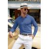 imageCOOFANDY Men Knit Long Sleeve Polo Shirts Casual Dress Collared Sweater Pullover Button Down Golf Polo ShirtsBlue