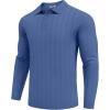imageCOOFANDY Men Knit Long Sleeve Polo Shirts Casual Dress Collared Sweater Pullover Button Down Golf Polo ShirtsBlue