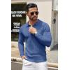 imageCOOFANDY Men Knit Long Sleeve Polo Shirts Casual Dress Collared Sweater Pullover Button Down Golf Polo ShirtsBlue